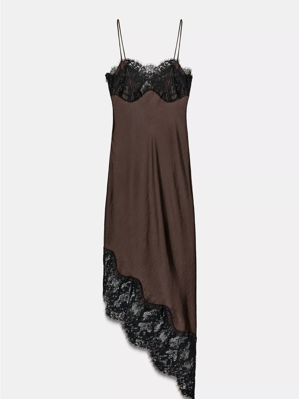 ASYMMETRIC SATIN LACE DRESS ZW Collection 4772/113
